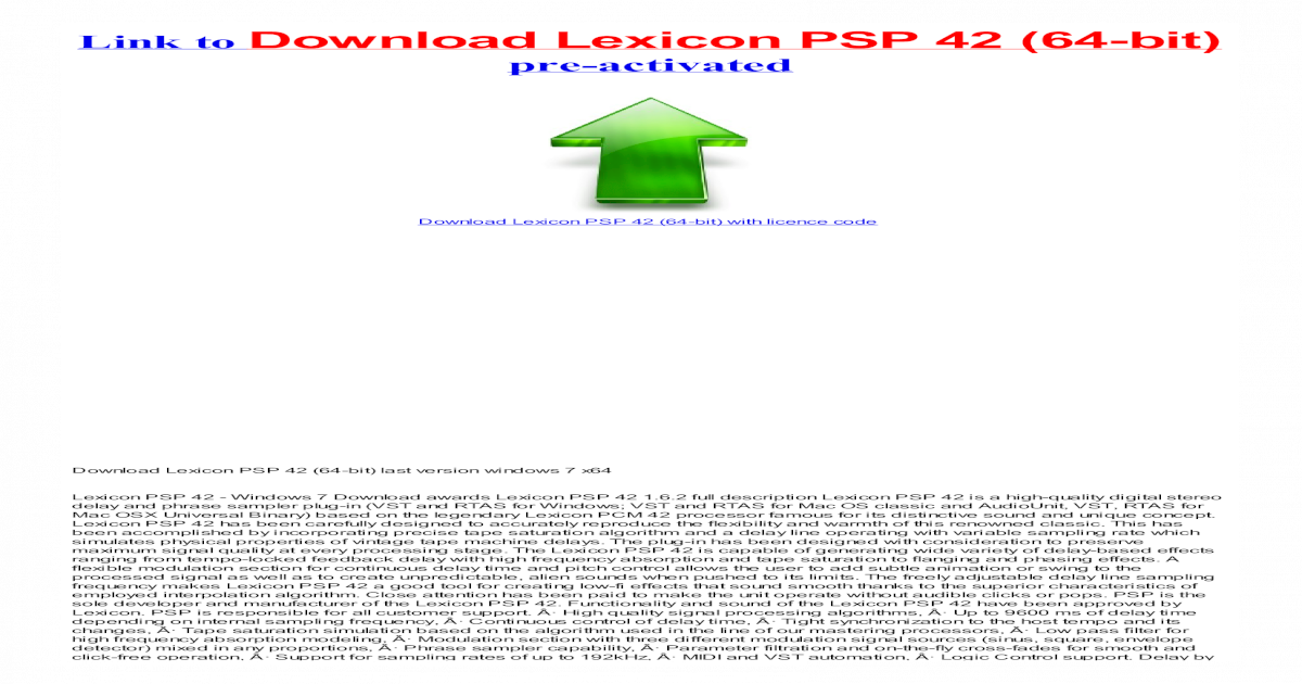 Lexicon Psp 42 Download Mac